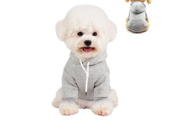 PETSWOL Dog Hoodie with Pocket - Grey, Large