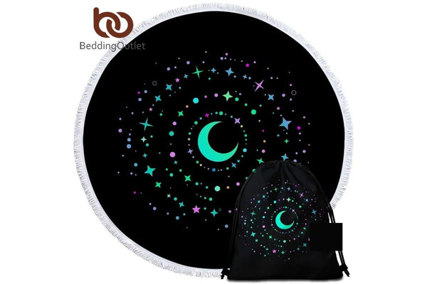 Bright Moon Universe Round Beach Towel