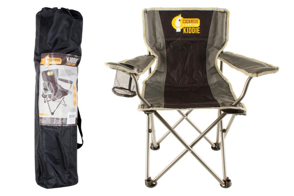 Wildtrak Kiddie 67x60cm Camp Chair w Cup Holder Outdoor Camping Seat Black Grey