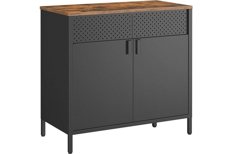 Vasagle SONGMICS Multipurpose Floor Standing Storage Sideboard - Rustic Brown & Black
