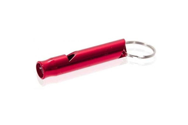 Camp Safety Equipment Durable Aluminium Alloy Long Whistle With Metal Ring For Camping Hiking Outdoor Survival Red - Red - Set Of 1