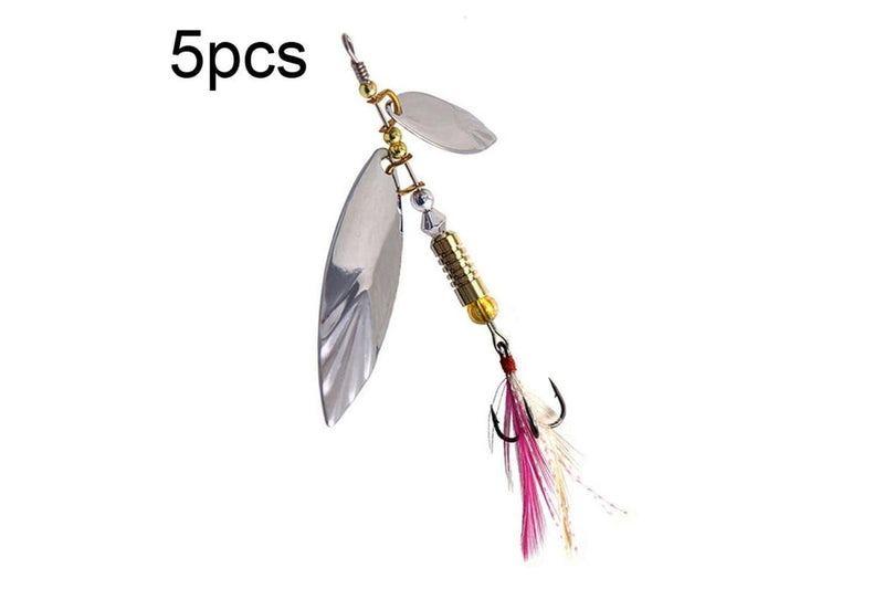 5 Piece Rotating Luya Sequin Feather Bait Copper Pendant 10g