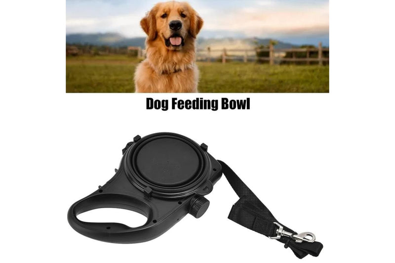 PETSWOL 3-in-1 Dog Leash with Water Bottle & Foldable Bowl - Black