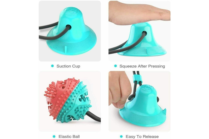 Dog Toy Suction Cup Self-Playing Rubber Ball Chew Food Dispensing Toothbrush