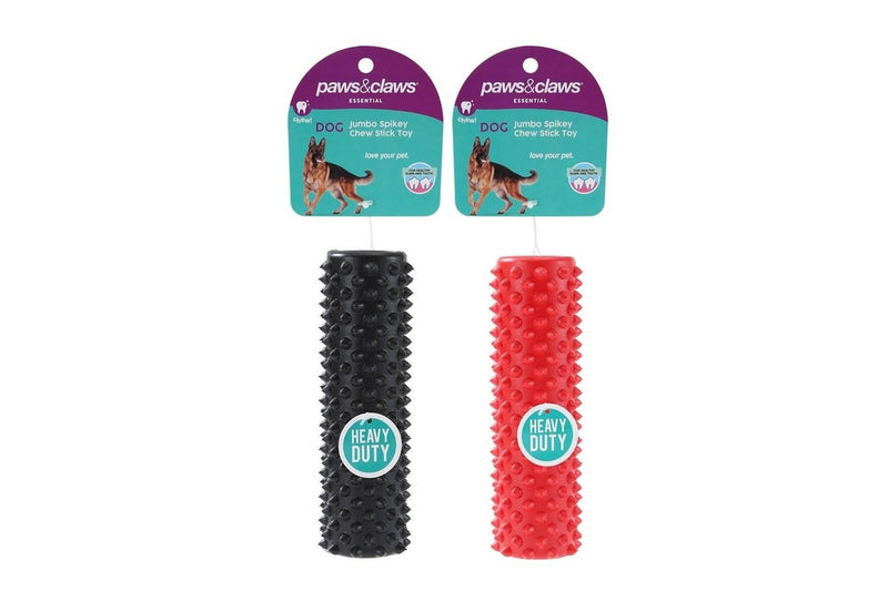 3x Paws & Claws 17.5cm Heavy Duty TPR Pet Toy Jumbo Spikey Chew Roll Assorted