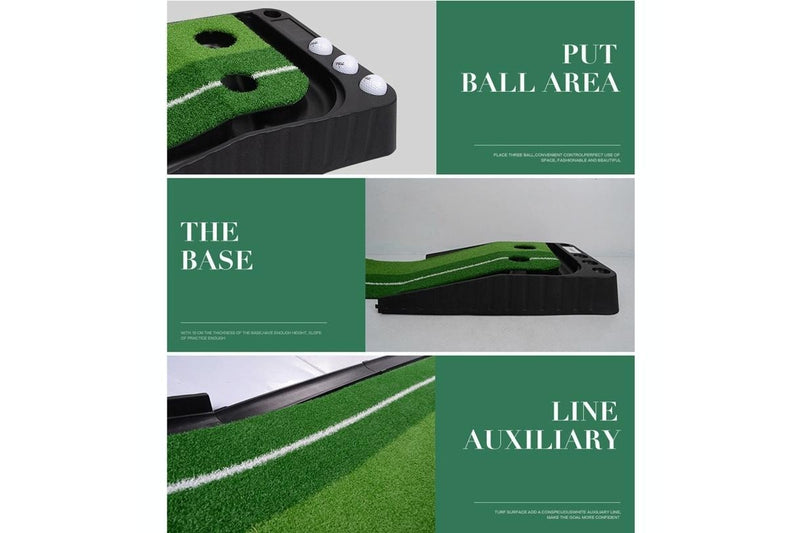 Golf Mini Putting Mat Push Rod Trainer 2.5M Without Auto Ball Return Fairway Green