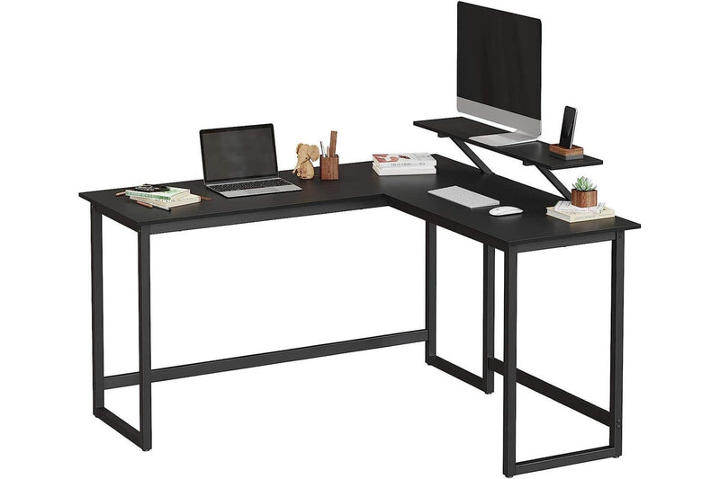 Vasagle L-Shaped Computer Desk with Monitor Stand - Black