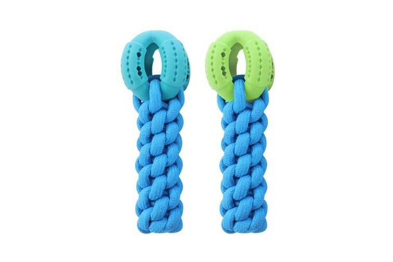 2x Paws & Claws Fetch N' Play Ball + Rope Tugger Dog Pet Toy Assorted 24x10x10cm