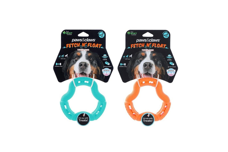 3x Paws & Claws 12.3x12.3x3.1cm Fetch N' Play Treat Ring Dog Pet Rubber Toy ASST