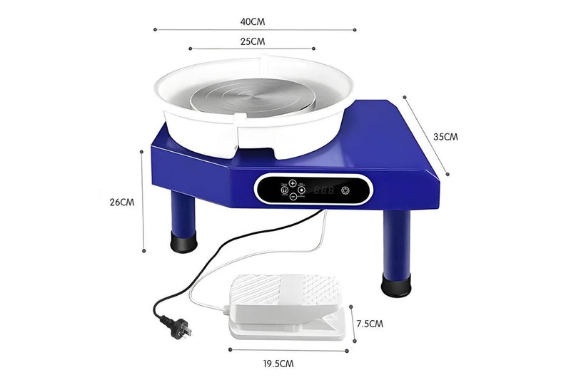 Electric Pottery Wheel Machine 1200W Power Foot Pedal Control with Detachable Basin and LCD display for Ceramics,Clay Work,Home DIY,Pottery Training