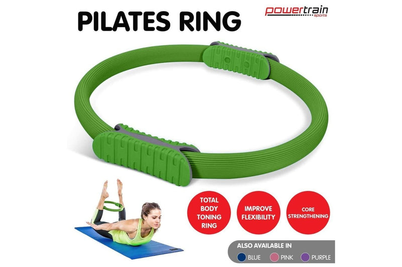 Powertrain Pilates Ring Band Yoga Home Workout Exercise Band- Green