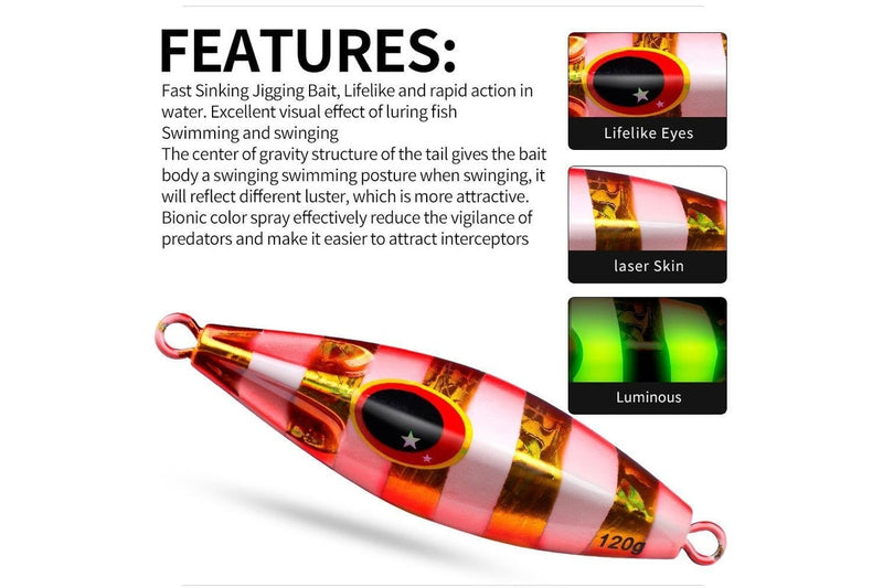 100g Slow Sinking Luminous Fishing Lure For Deep Sea Fishing