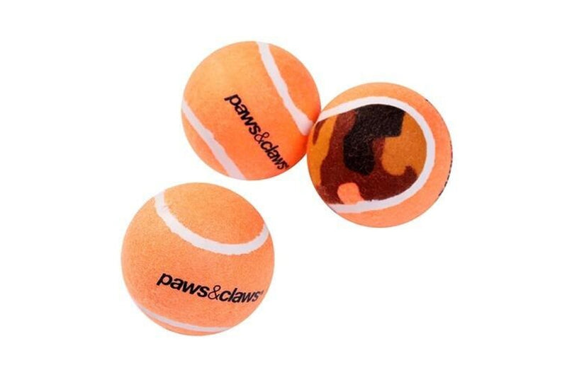 12PK Paws & Claws 6cm Tennis Balls Camo Dog Toy Interactive Fun Toys Play Assort