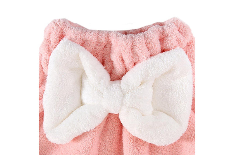 2Pcs Set Quick Absorbent Drying Hair Caps with Bow-Knot Hair Turban Wrap for Women Style 2