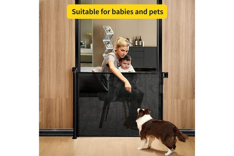 Petswol: Retractable Safety Gate Fence For Pets And Children - Black