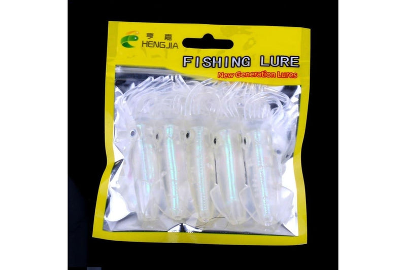 5 Colourful Squid Style Soft Fishing Lures 9cm Length