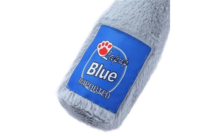 3x Paws & Claws 22cm Furry Beer Bottle Plush Pet Dog Chew Toy w Squeaker Assort