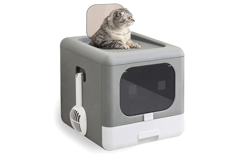 Enclosed Cat Litter Box - Grey