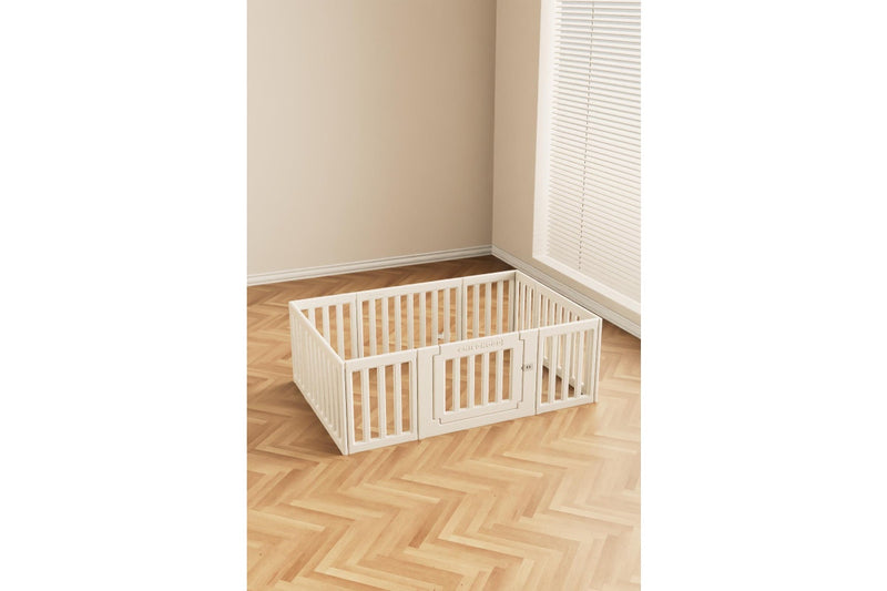 2-in-1 Convertible Baby Fence Play Pen - 180cm x 200cm (White)