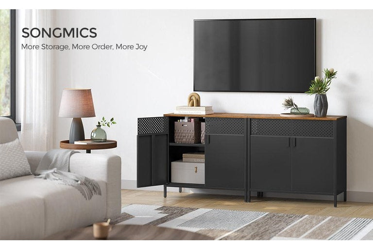 Vasagle SONGMICS Multipurpose Floor Standing Storage Sideboard - Rustic Brown & Black