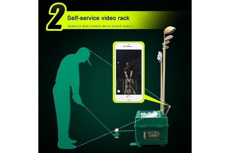 Golf Ball Dispenser Automatic Tee Up Machine With Club Rack - Size 62X32X32Cm Green