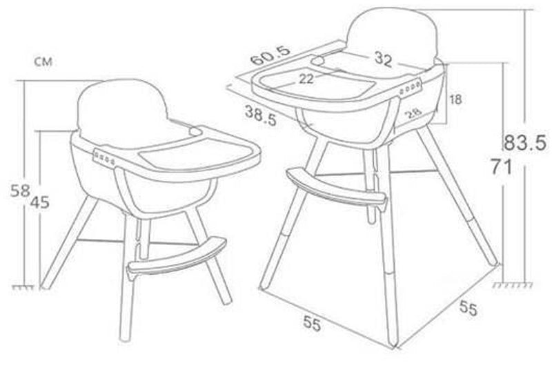 Moose Baby: Sinclair High Chair - Grey