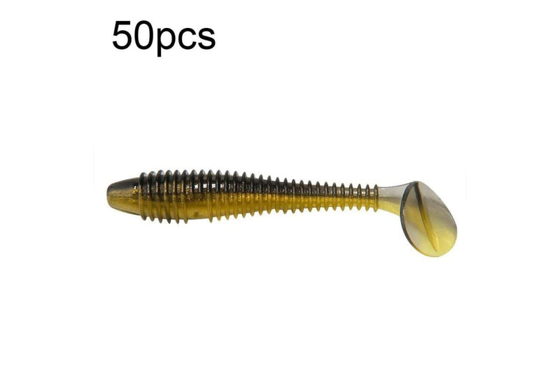 50 Piece 5.5cm Two Tone Threaded t Tail Soft Bait Lures