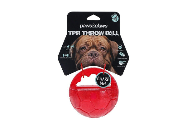 2x Paws & Claws Pet Dog 10cm TPR Rubber Giggle Throw Ball Training Fetch Toy Red