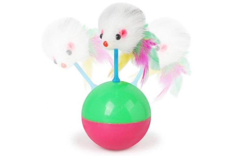 Mouse Tumbler Cat Dog Toy Ball Pet Real Rabbit Hair Multi - Standard