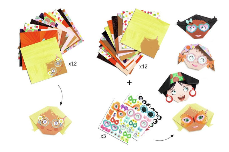 Djeco: DIY Craft Kit - Pretty Faces Origami