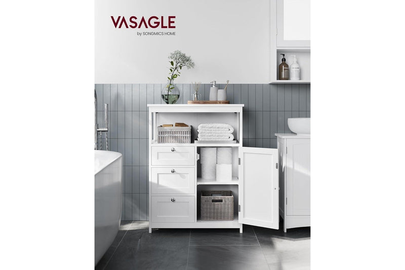 VASAGLE Freestanding Bathroom Floor Storage Cabinet with 3 Drawers