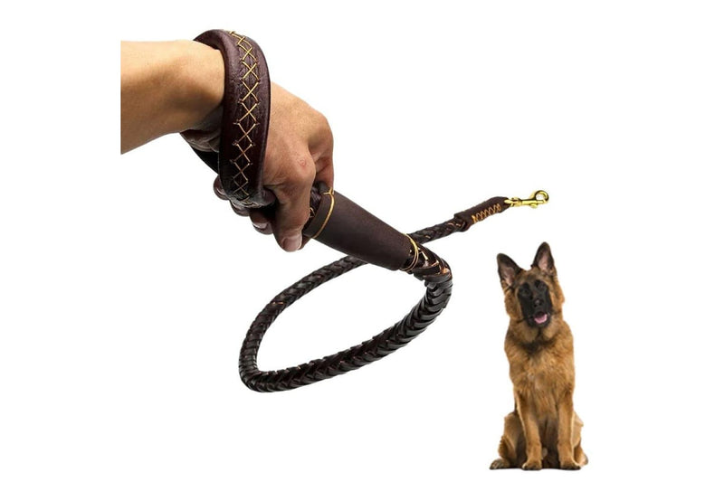 Short Real Leather Dog Leash