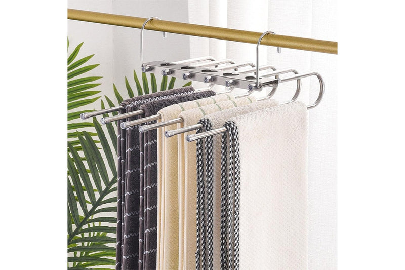 Multiple Layers Magic Pants Hangers Scarf Hangers Towel Rack Closet Hanger Organizer-6 Rods