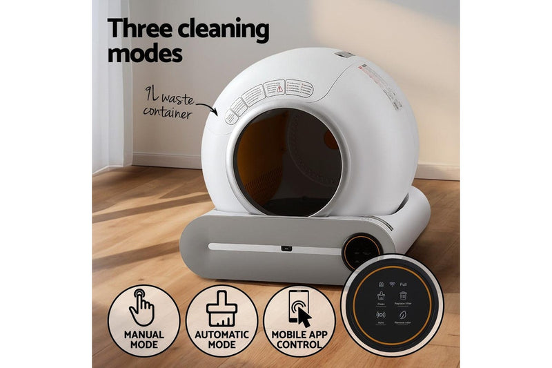 I.Pet Automatic Cat Litter Box Self-Cleaning Large Smart Toilet Tray App Control 9L