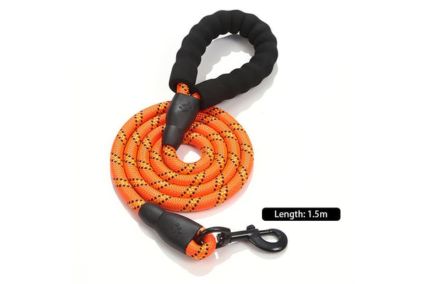 ZOOMIES 1.5M Reflective Threads Dog Leash with Padded Handle - Orange