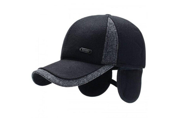 Man Warm Winter Hat Ear Protective Color Block Leisure Cap Brown - Standard