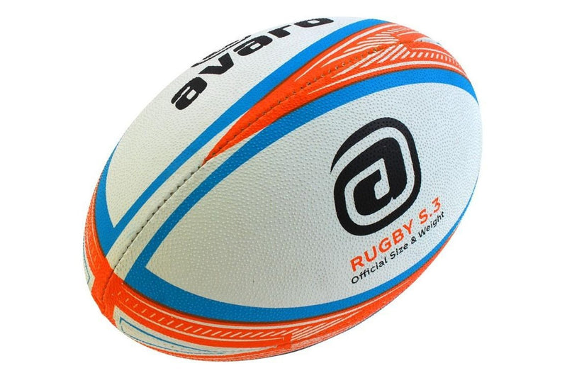 Avaro Club / Match Rugby Union Ball - Orange / Blue - Size 3