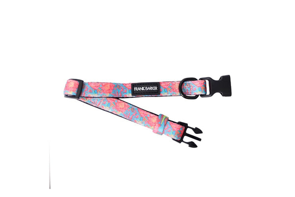 Frank Barker Adjustable 33-55cm Floral Dog Pet Collar Neck Strap w Clasp M