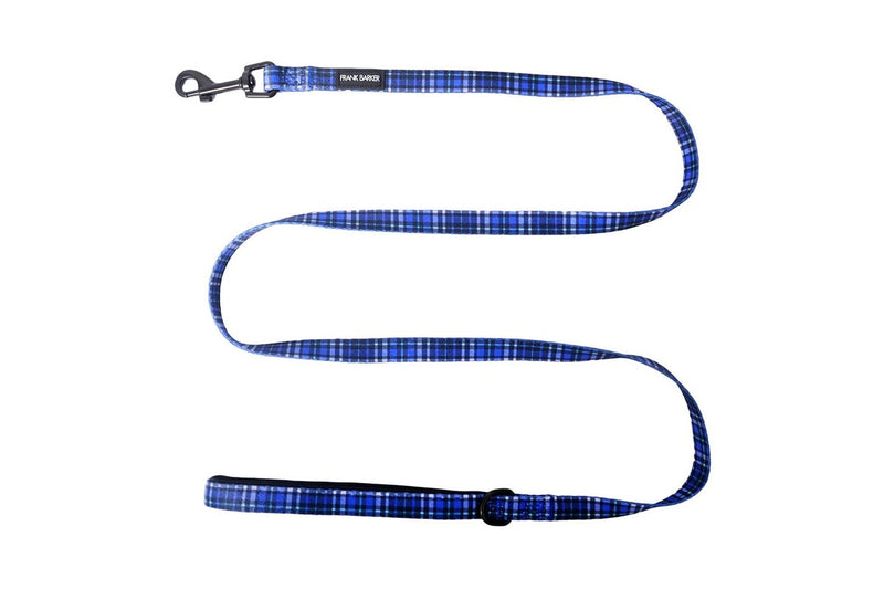 Frank Barker Adjustable 143x1.5cm Plaid Dog Lead Padded Leash Strap XS-S Blue