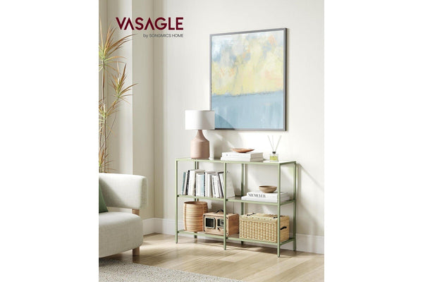 VASAGLE 1M Console Table with Tempered Glass - Laurel Green and Transparent