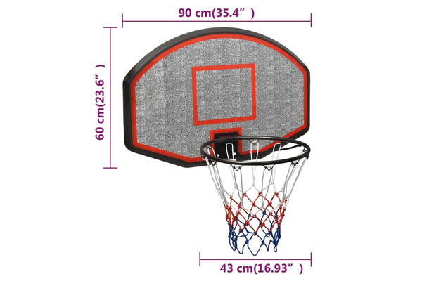 Basketball Backboard Black 90X60x2 Cm Polyethene -