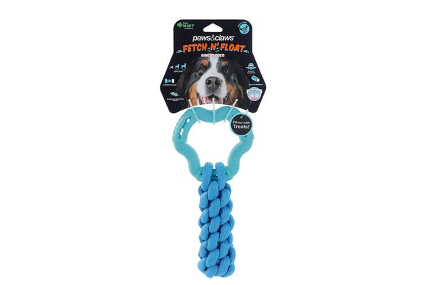 2x Paws & Claws Fetch N' Play Ring + Rope Tugger Dog Pet Toy Assorted 24x12x6cm