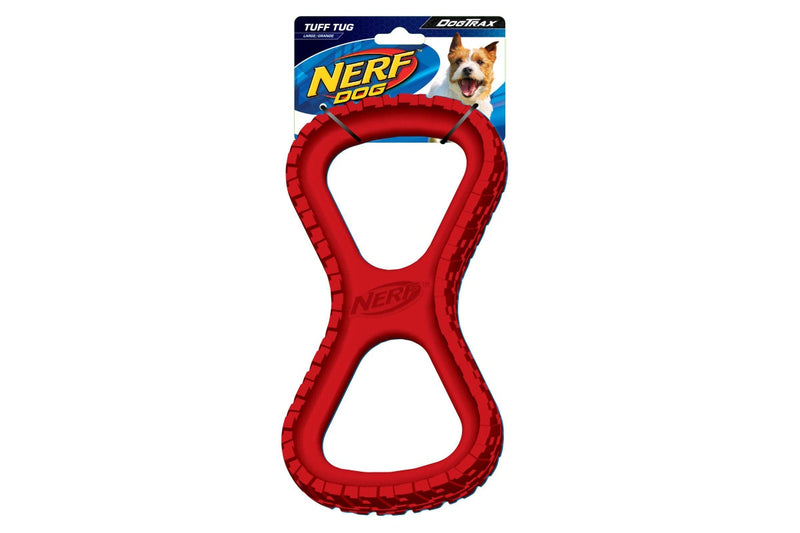 Nerf Dog 10" Large Tire Infinity Tug Red Rubber Pet Toy For Medium Large Dogs