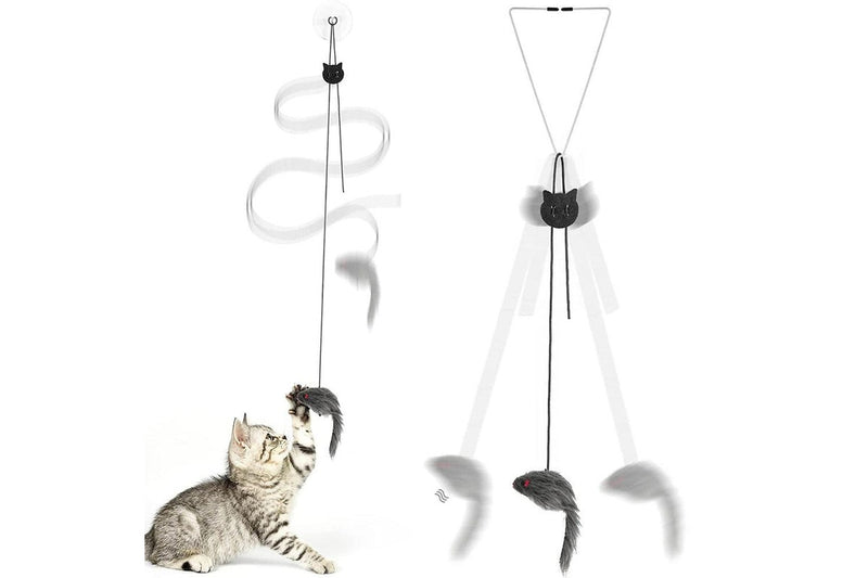 2 Set of 2 Styles Hanging Door Bouncing Self-Play Interactive Mouse Cat Toys