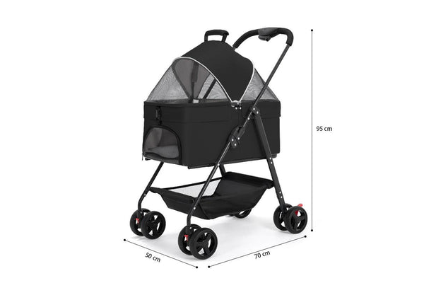 ZOOMIES 3-in-1 Foldable Pet Stroller - Black