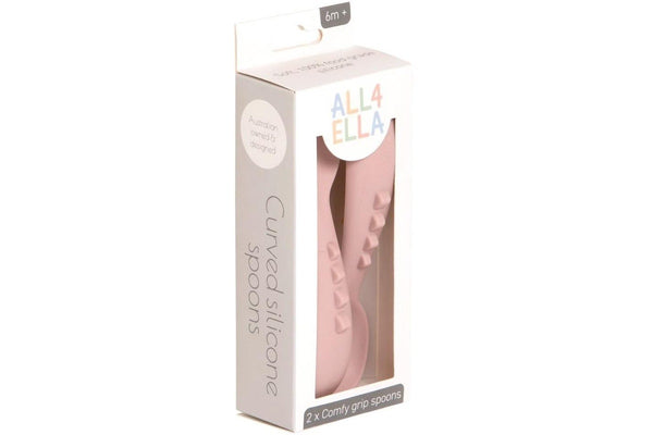 All4Ella: Comfy Grip Silicone Spoons - Dusty Pink (2 Pack)