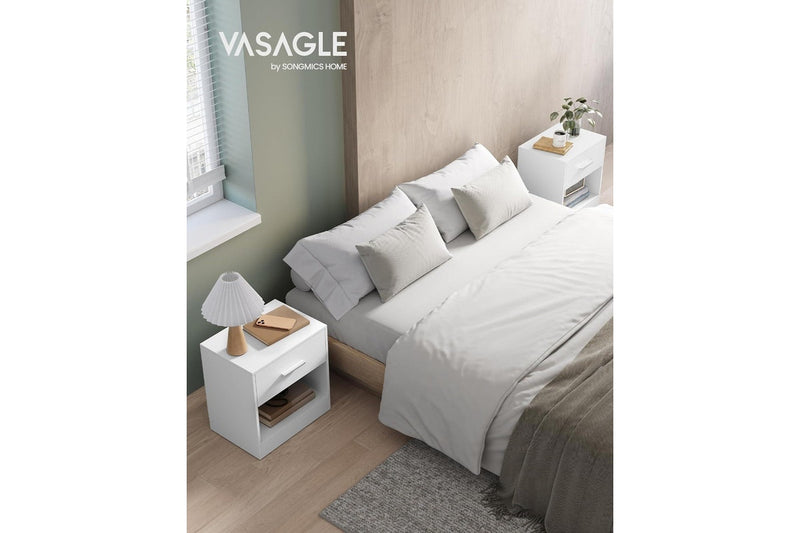 VASAGLE Bedside Table Set of 2 - White