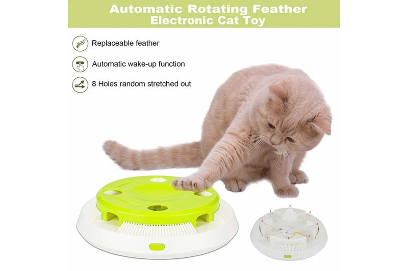 Interactive Cat Toy Electric Flutter Rotating Kitten Exercise Toy With Feather