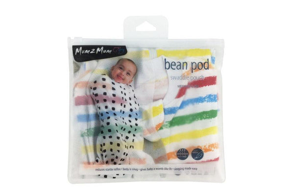 Mum 2 Mum: Bean Pod Swaddle Pouch - Colourful Stripe (0-2 Months)