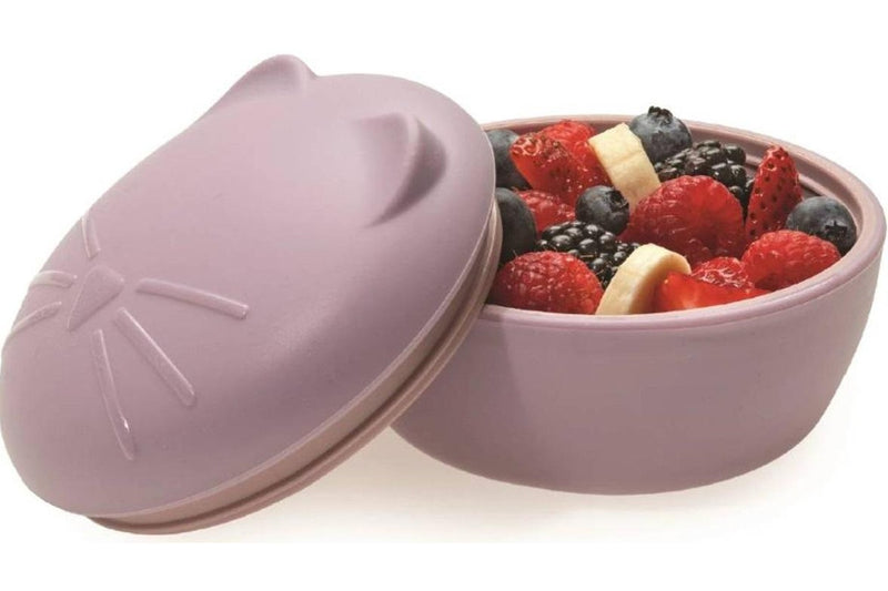 Melii: Silicone Animal Bowl with Lid & Utensils - Cat